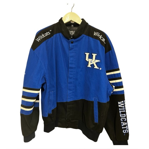 Vintage 90s Kentucky Wildcats Racing Jacket Size 2XL By The Leather Gallery - Picture 1 of 16